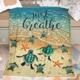 Sea Turtle Flannal Throw Blanket For Teens Boys Men Many Sea Turtle Pattern Blanket Soft Flannal Throw Blanket 50x60 Inches For Couch Bed And Sof (Option: 75X100cm-blue)