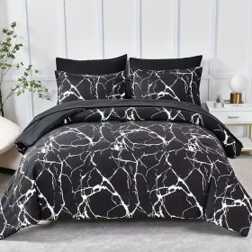 Black Marble Pattern Bed Set (Option: King)