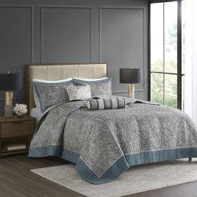 5 Piece Jacquard Bedspread Set with Throw Pillows (Color: as Pic)
