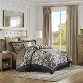 12 Piece Comforter Set with Cotton Bed Sheets (Color: as Pic)