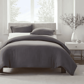 Serta Simply Clean Pleated Duvet Cover Queen (Option: grey)